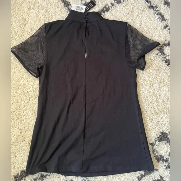 NWT Nightfall by Torrid Fitted Foxy Fishnet Cut Out Tee Deep Black - Picture 4 of 6